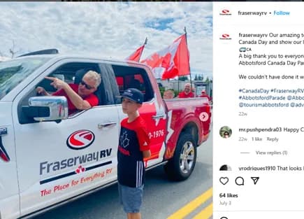 An Instagram post created for Fraserway RV