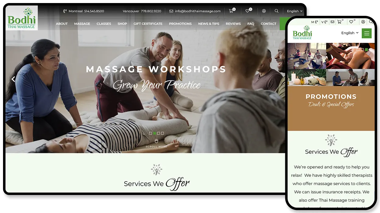 Bodhi Thai Massage website design