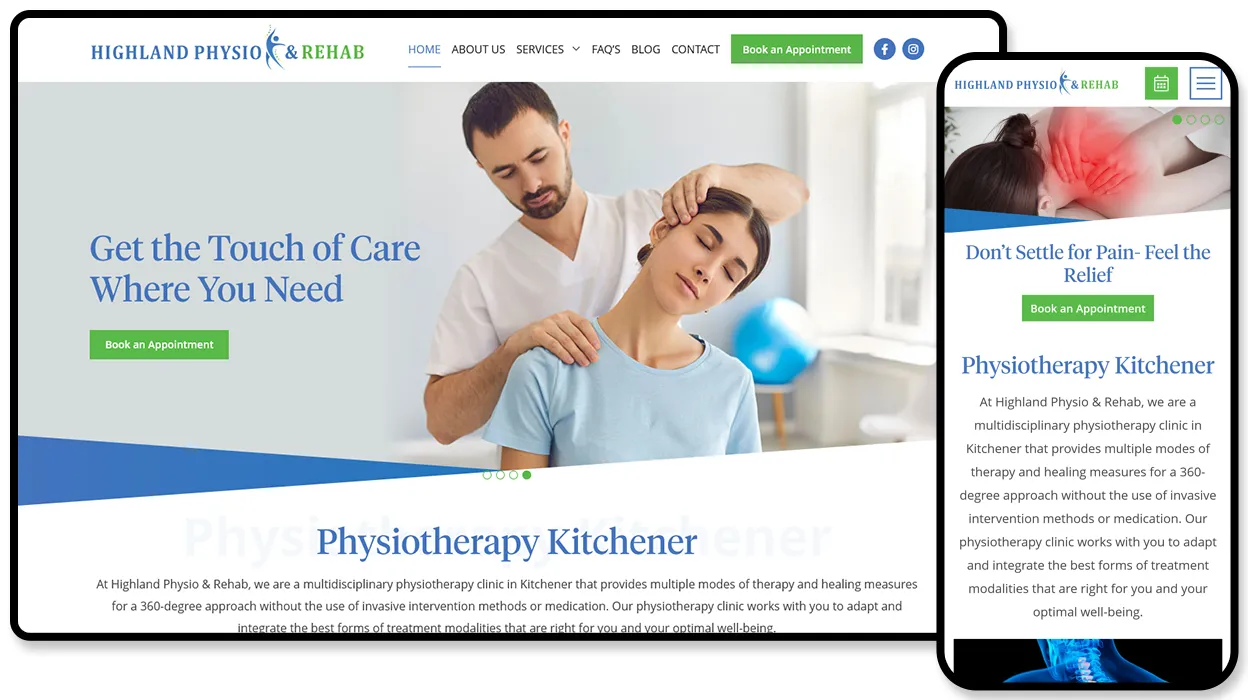 Highland Physio and Rehab website design