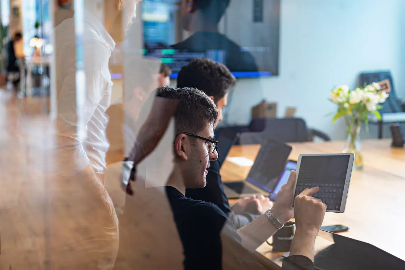 A marketing team reviewing analytics together.