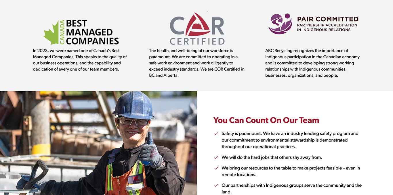 Design compositions from the ABC Recycling website