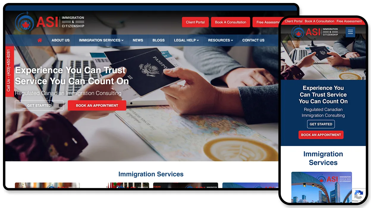 ASI Immigration website design