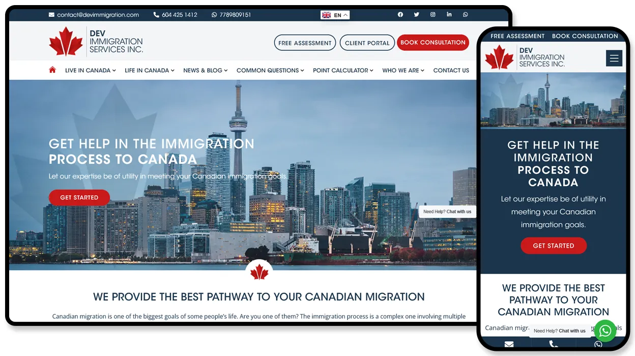 Dev Immigration website design