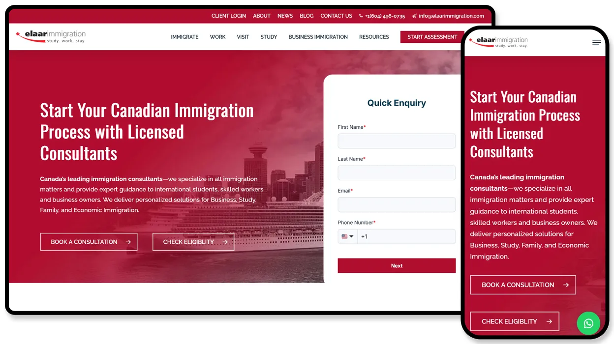 Elaar Immigration website design