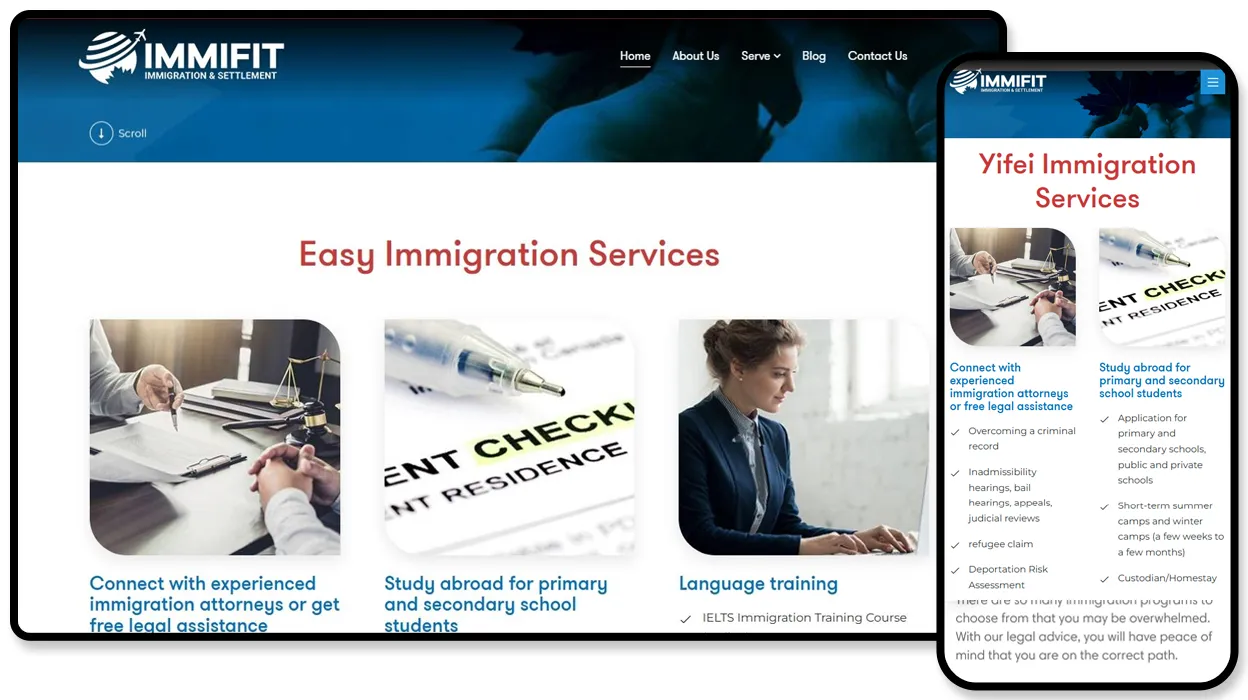 ImmiFit website design