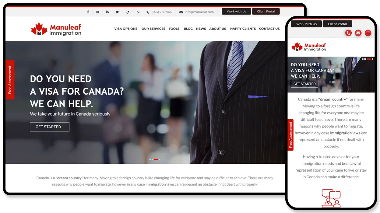 Manuleaf Immigration website design
