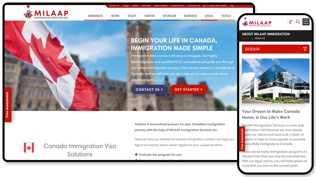 Milaap Immigration website design