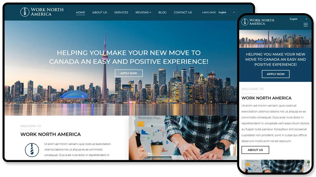 Work North America website design