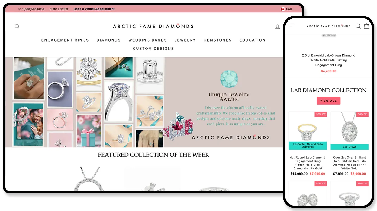 Fame Diamonds website design