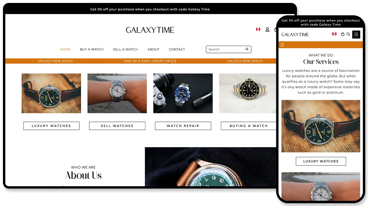 Galaxy Time website design