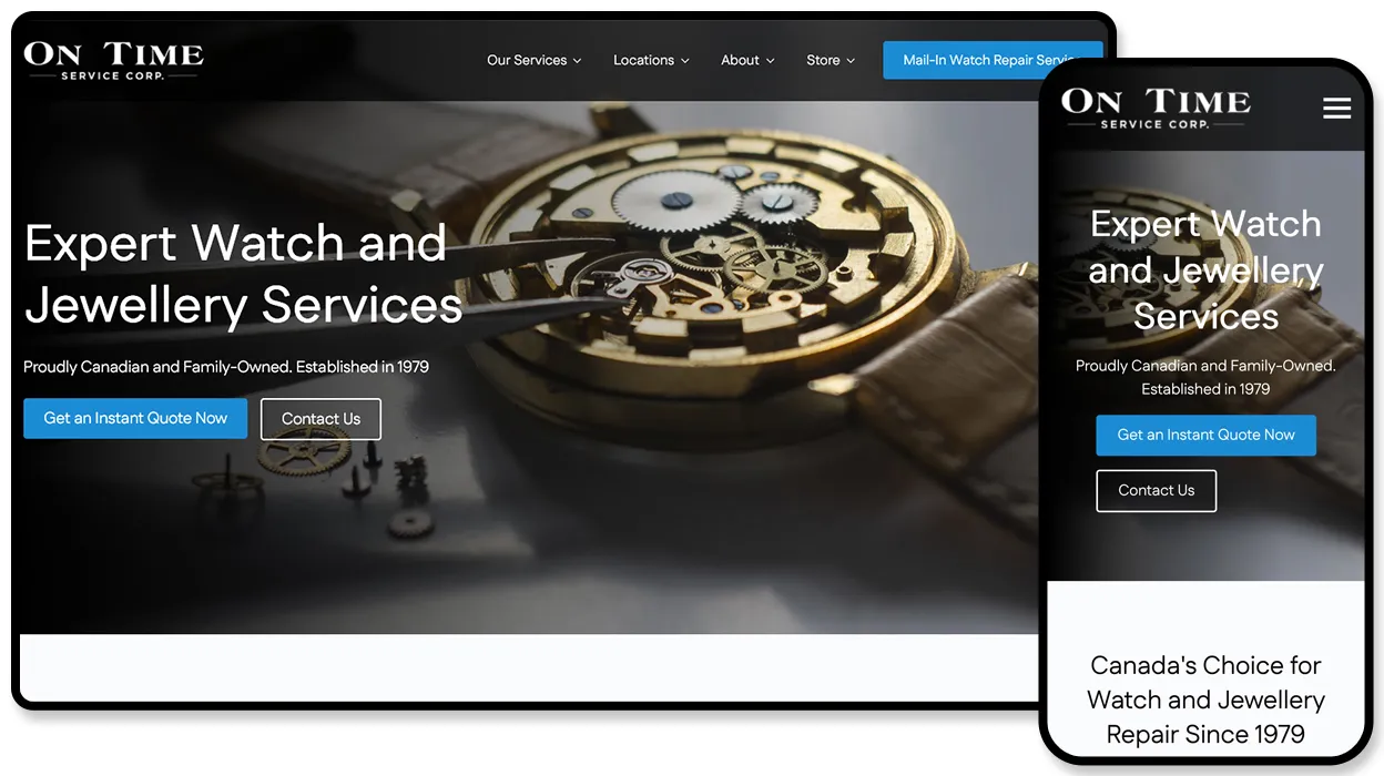 On Time Service website design