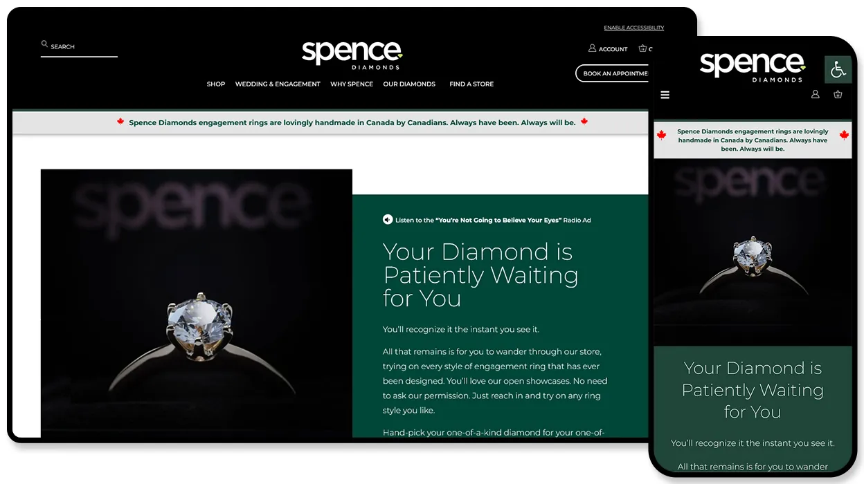 Spence Diamonds website design