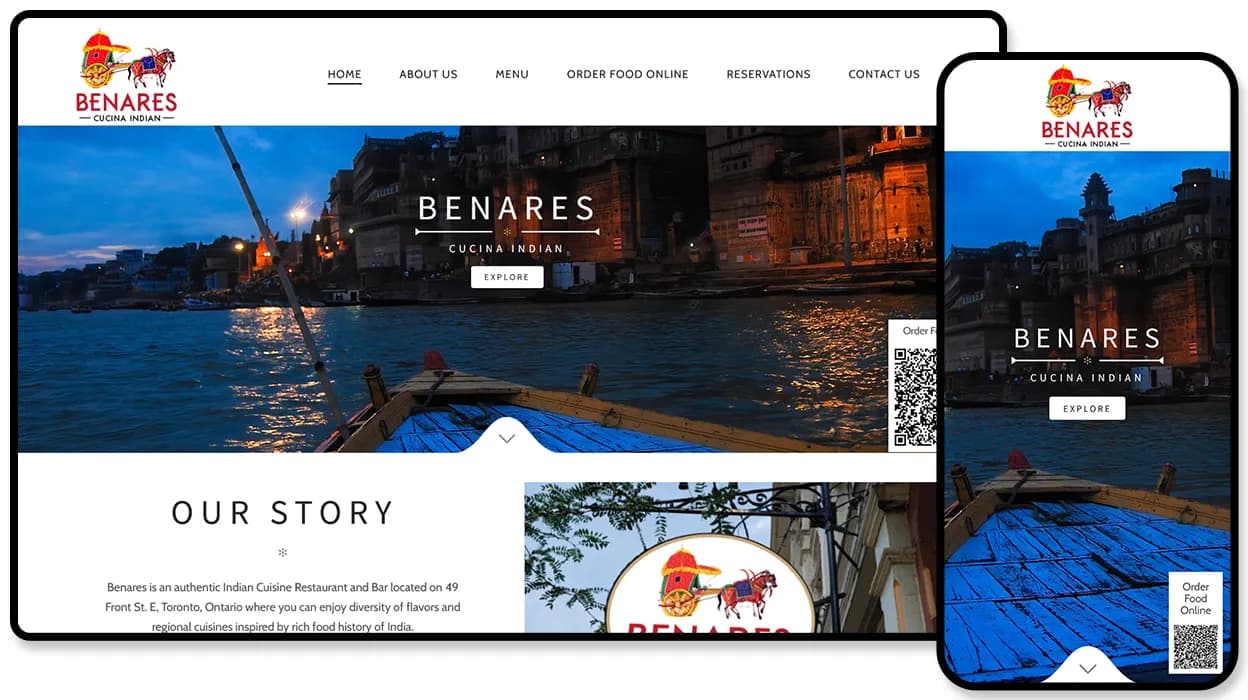 Benares restaurant website design