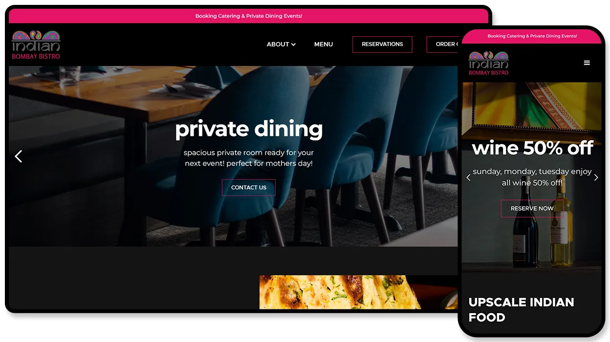 Indian Bombay Bistro website design