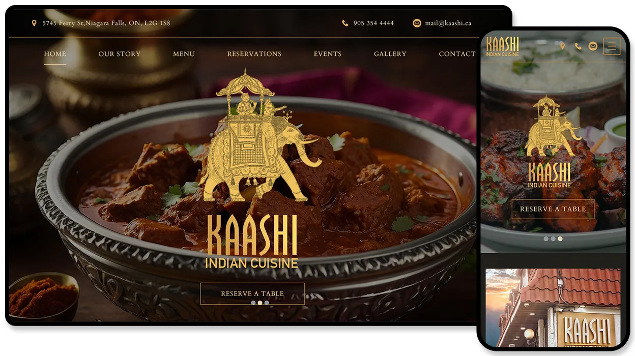 Kaashi restaurant website design