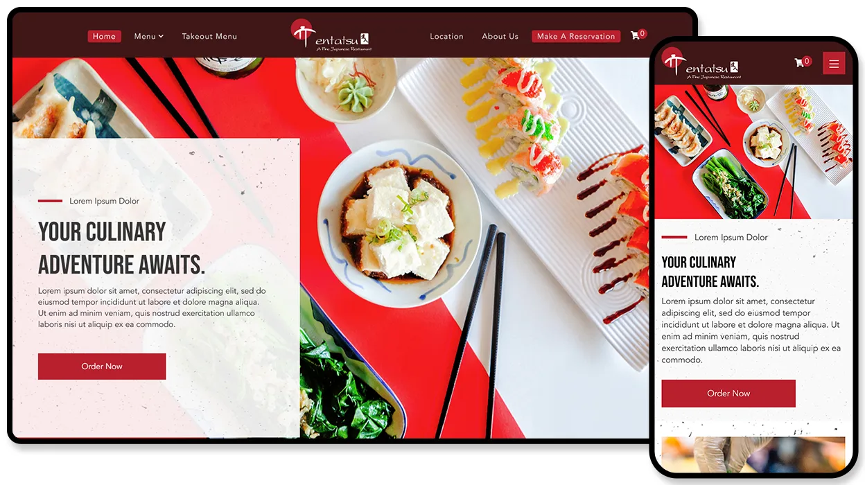 Tentatsu restaurant website design