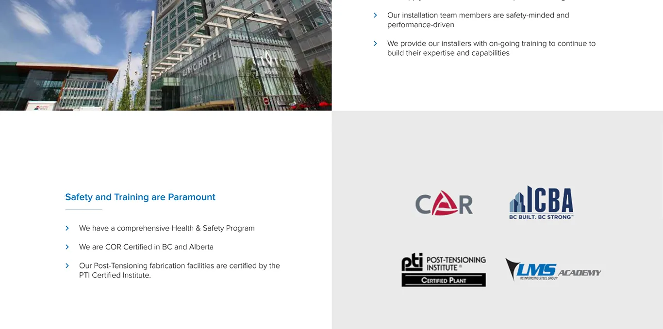 A wide design layout from the LMS Reinforcing Steel Group website