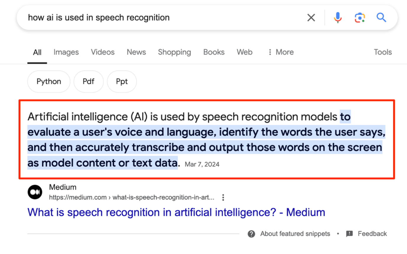 Different from Featured Snippets