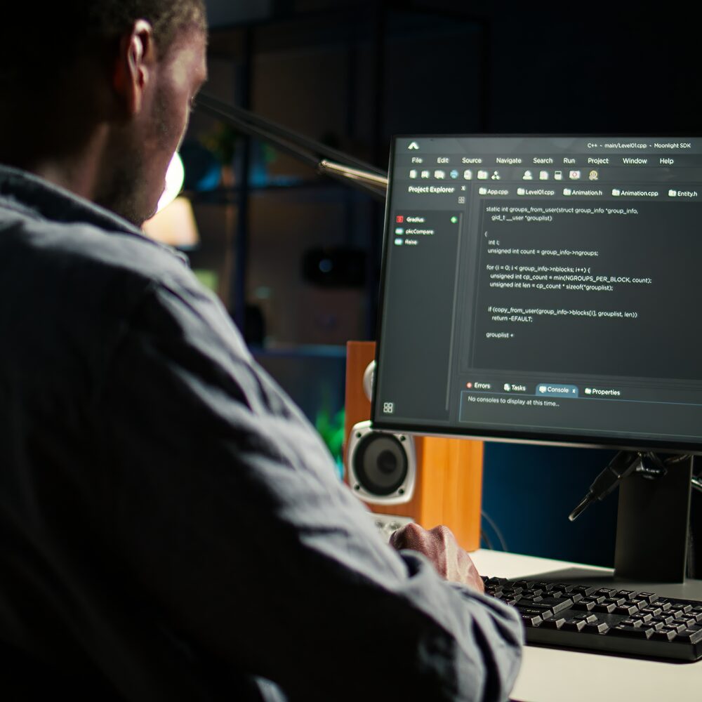 Engineer reviewing AI output on screen